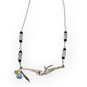 Chalcedont moonstone Bird Silver Necklace